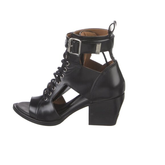 Chloe Rylee Black Leather Open-Toe Sandals (38) - Picture 2 of 9